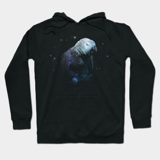 Space Nebula Double Exposure African Grey Parrot Hoodie